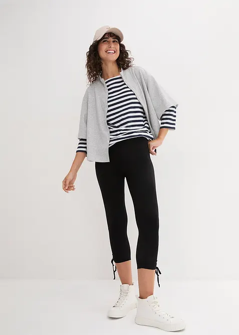 Caprileggings med rynking, 2-pack, bonprix