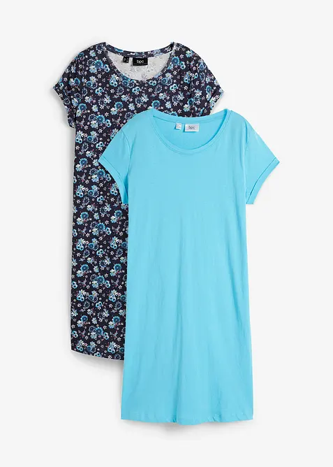 Trikotkjole med splitt i sidene (2-pack), av 100% bomull, bonprix