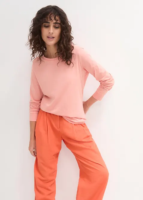 Lang, langermet topp med rund hals (5-pack), bonprix