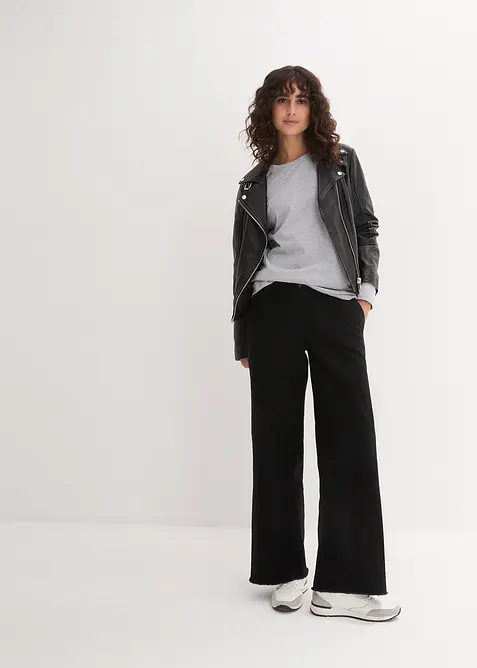 Lang, langermet topp med rund hals (5-pack), bonprix