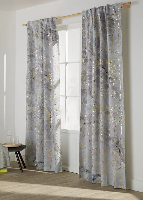 Mørkleggingsgardin med glansfullt trykk (1-pack), bonprix