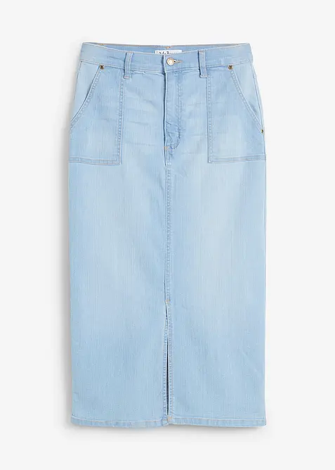 Jeansskjørt med splitt, bonprix