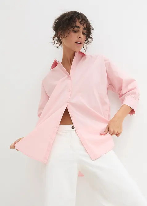 Oversized skjorte i bomull med 3/4-lange ermer, bonprix