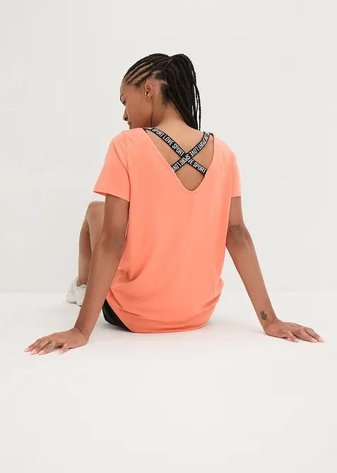 Lang treningstopp med utringning i ryggen, bonprix