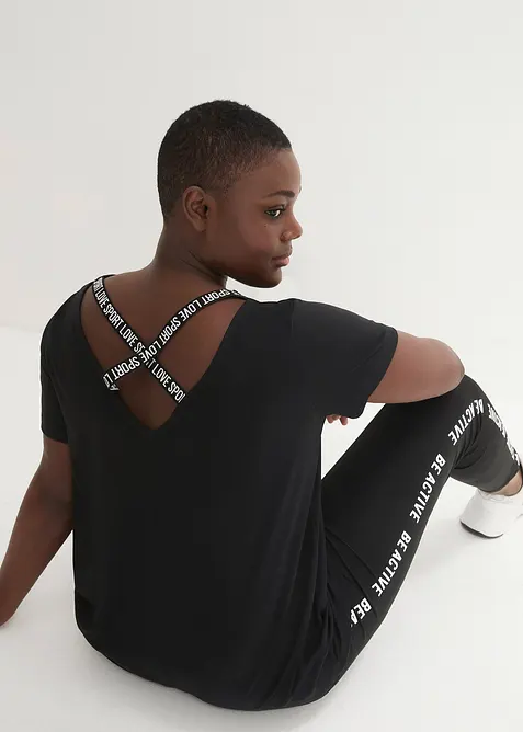 Lang treningstopp med utringning i ryggen, bonprix