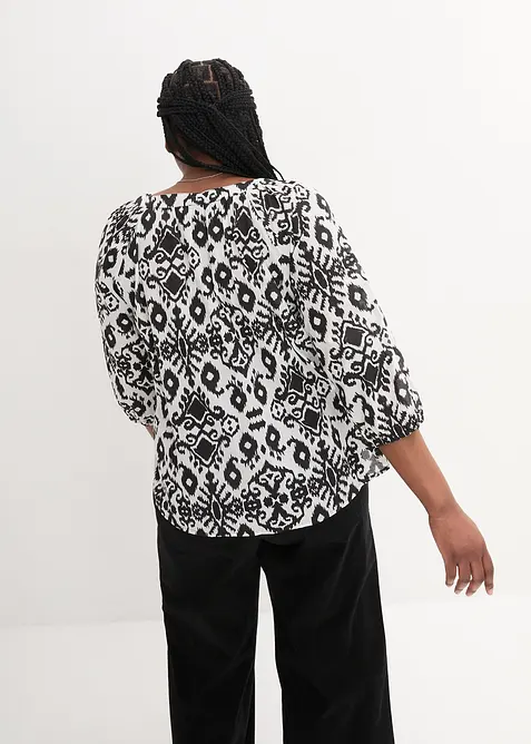 Bomullsbluse med print, bonprix