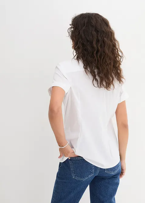 Kortermet bluse med stretch av bomullsmiks, bonprix