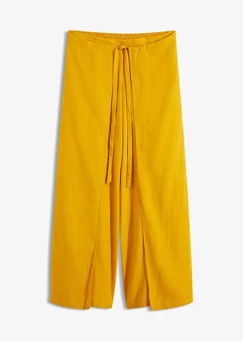 Bukse i luftig linmiks med vide ben, bonprix