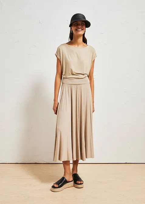 Jerseyskjørt i lett viskose, bonprix