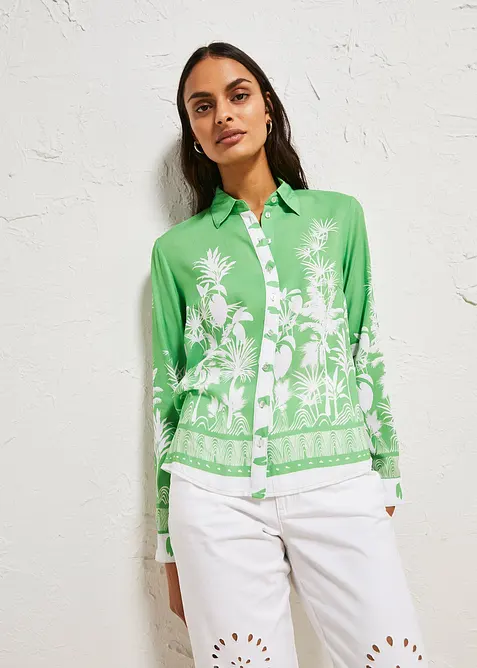 Bluse i lett viskose med lengre bakstykke, bonprix