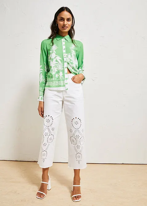 Bluse i lett viskose med lengre bakstykke, bonprix