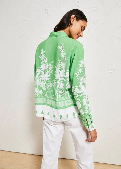 Bluse i lett viskose med lengre bakstykke, bonprix