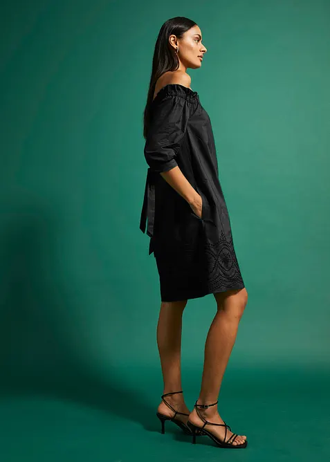 Off shoulder-kjole i 100% bomull, bonprix