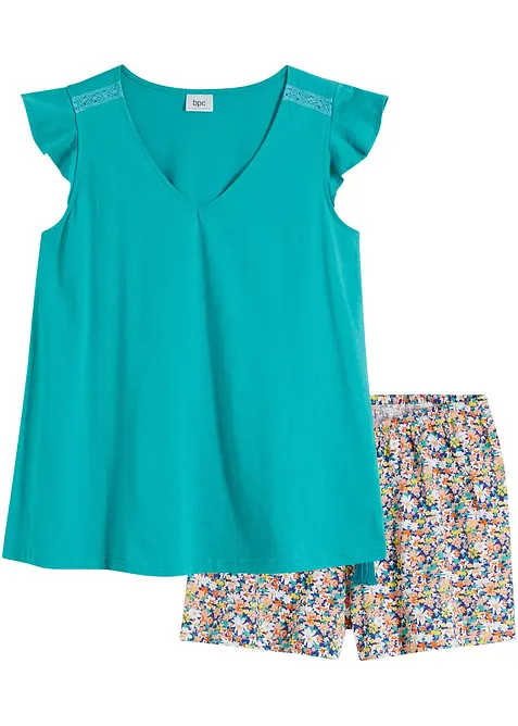 Kort pyjamas med blondeb&aring;nd, bonprix