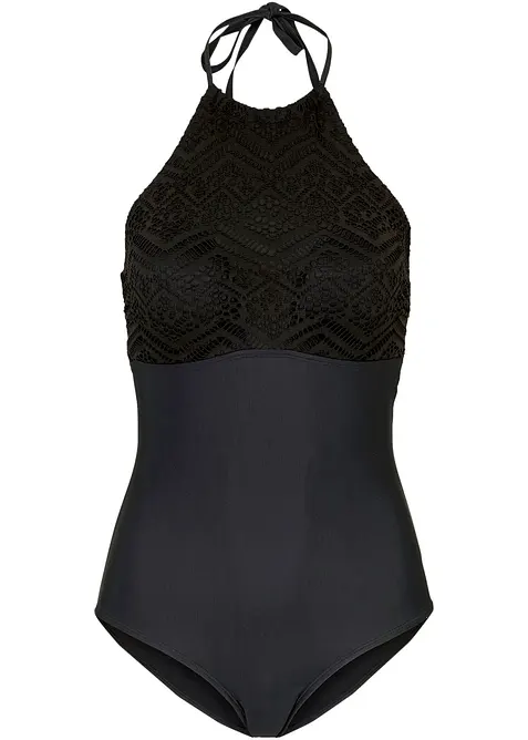 Medium shape-badedrakt med blonde, bonprix