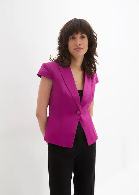 Kortermet blazer i bomullssateng, bonprix