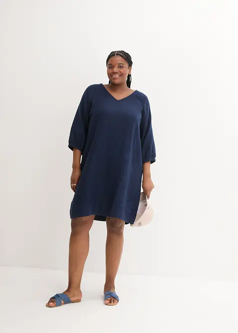 Kjole i 100% lin med 3/4-lange ermer, bonprix