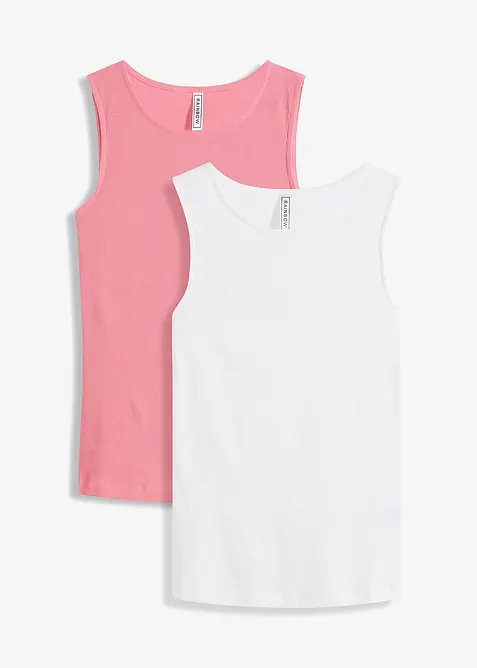 Ribbet topp i 100% økologisk bomull (2-pack), bonprix