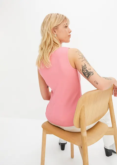 Ribbet topp i 100% økologisk bomull (2-pack), bonprix