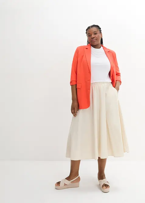 Midiskjørt i linmiks, bonprix