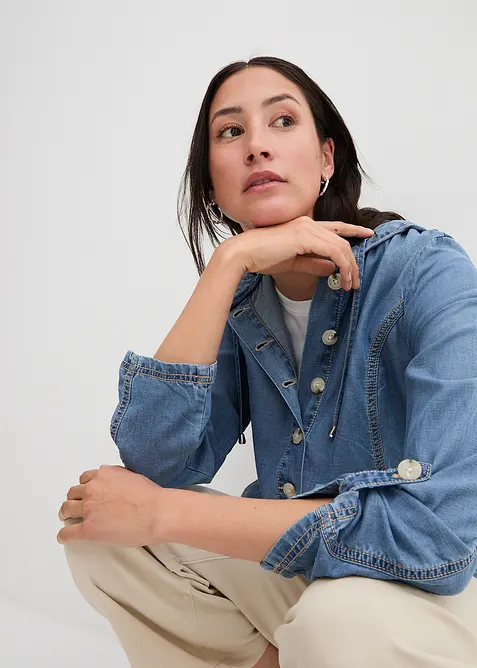 Skjortejakke med kj&oslash;lende lin, bonprix