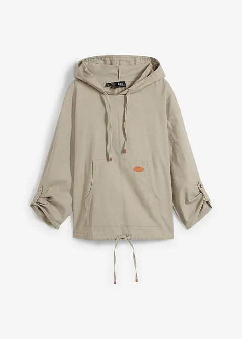 Slip on-bluse med hette i linmiks, bonprix