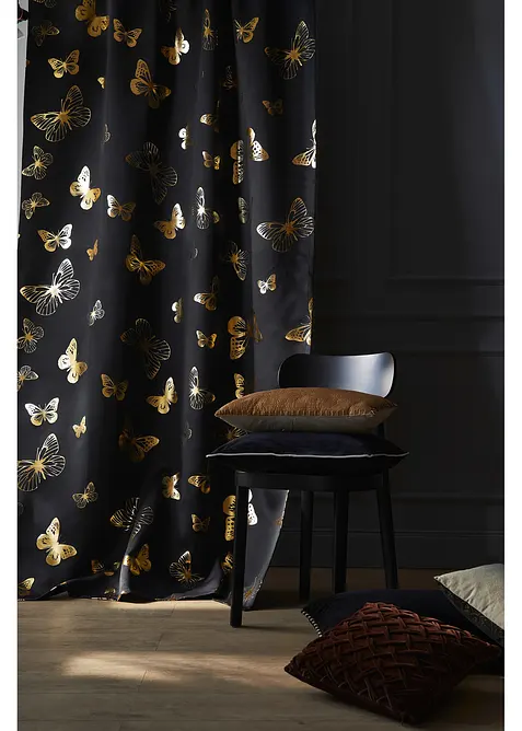 Mørkleggingsgardin med glansfulle sommerfugler (1-pack), bonprix