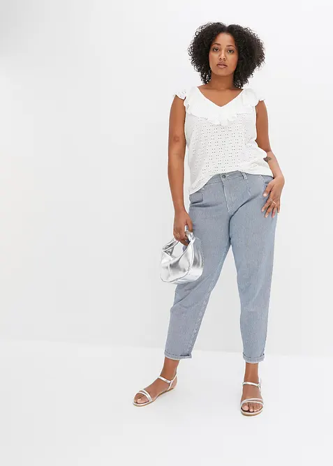 Barrel-jeans, Mid Waist, stripet, bonprix