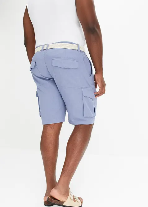 Regular Fit-cargo-bermudashorts i lin-miks med belte, bonprix
