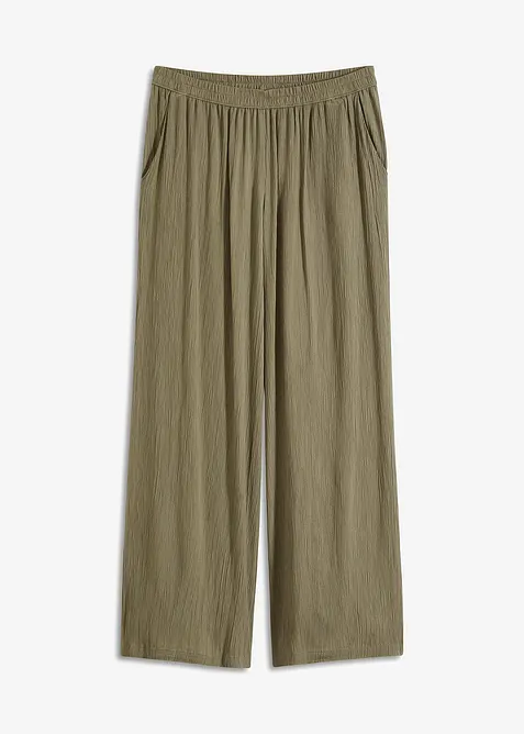 Bukse i myk viskose med vide ben, bonprix