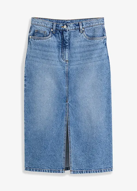 Jeansskjørt med splitt, bonprix