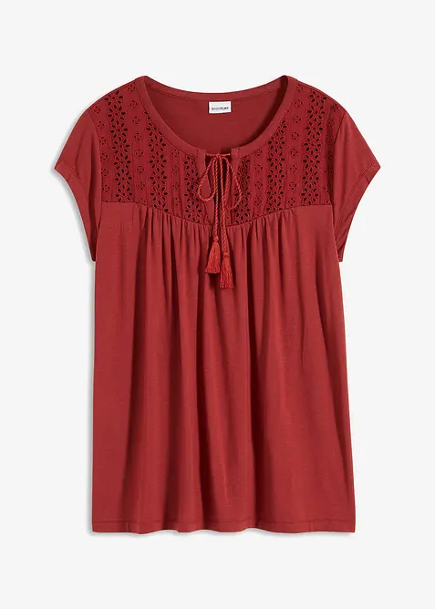 Topp med hullbroderi, bonprix