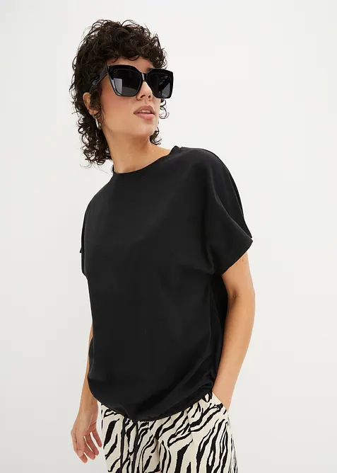 Topp i bomull- og viskosemiks med knyting i falden, bonprix