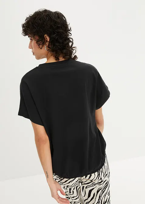 Topp i bomull- og viskosemiks med knyting i falden, bonprix