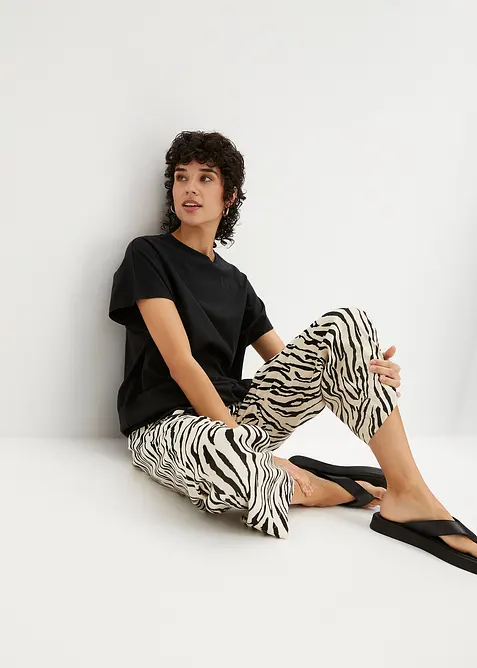 Topp i bomull- og viskosemiks med knyting i falden, bonprix