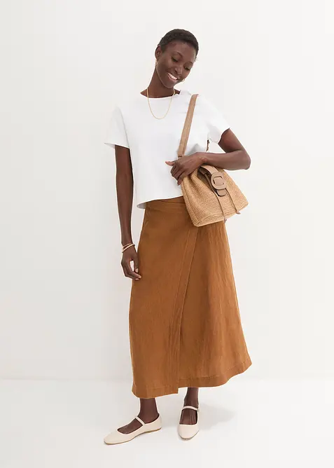 Omslagsskj&oslash;rt i 100% lin, bonprix