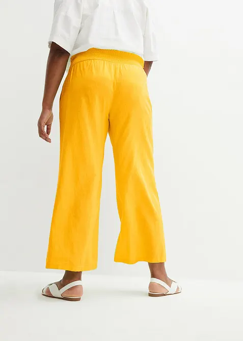 Bukse i lett linmiks med vide ben, bonprix