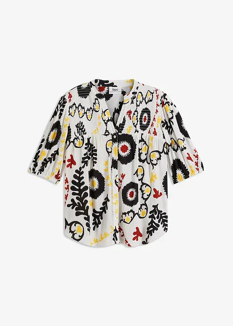 Kortermet bluse med krinklet detalj, i lett viskose, bonprix