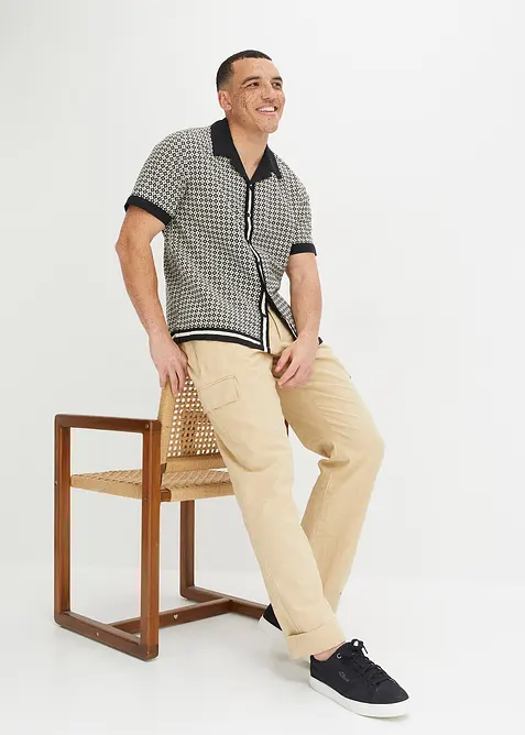 Kortermet skjorte med lin, bonprix