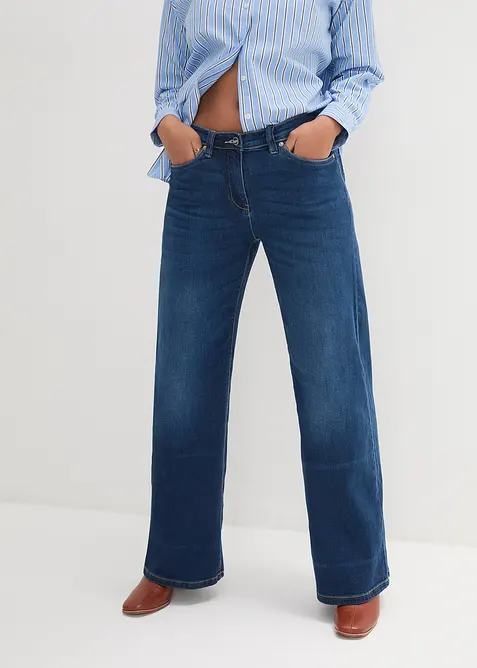 Wide Leg-jeans Mid Waist, komfortlinning, bonprix