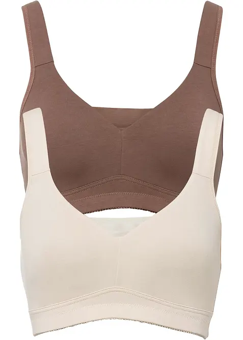 T-skjorte-BH uten spiler med bomull (2-pack), bonprix