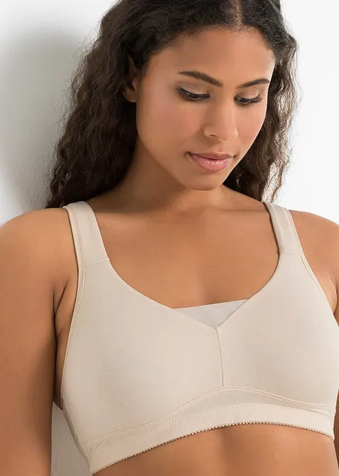 T-skjorte-BH uten spiler med bomull (2-pack), bonprix