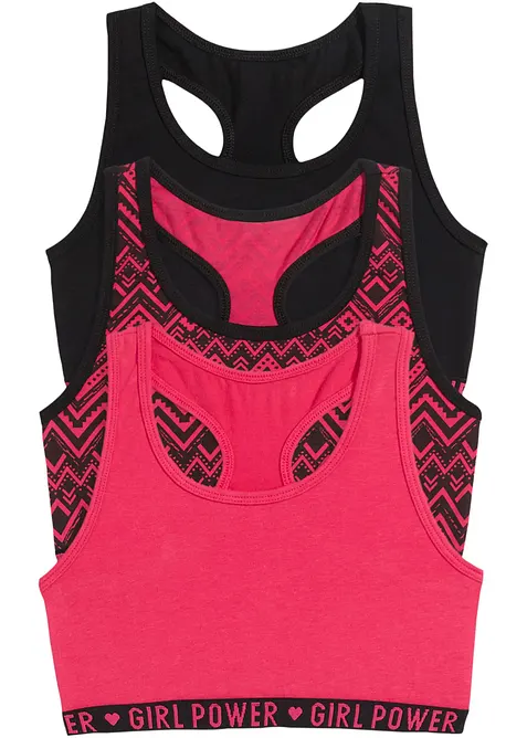 BH-topp i myk økologisk bomull (3-pack), bonprix