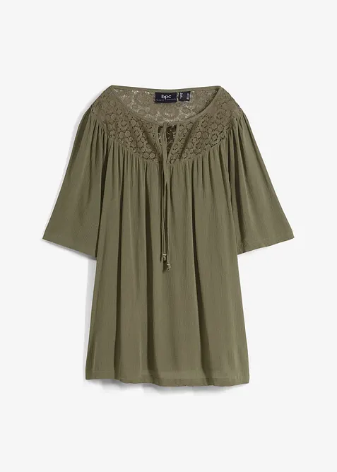 Lang, crinkle tunika, kortermet, bonprix