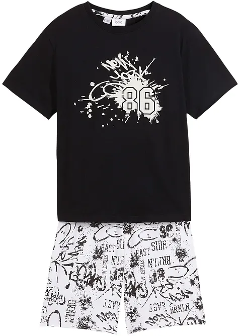 Kort pyjamas i 100% bomull (2-delt sett), bonprix