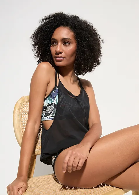 Oversized tankini (3-delt sett) med bustier-bikinioverdel, bonprix