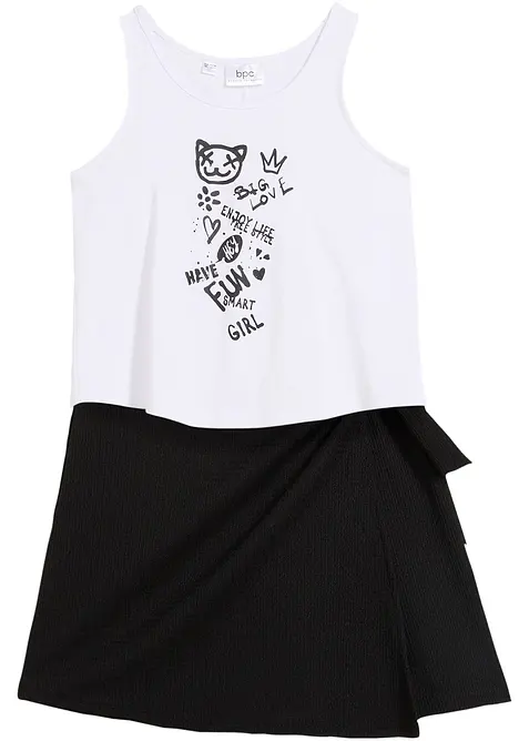 Topp og bukseskjørt til barn (2-delt sett) av økologisk bomull, bonprix