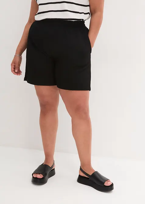 Pull on-shorts i strukturert jersey med høy midje, bonprix