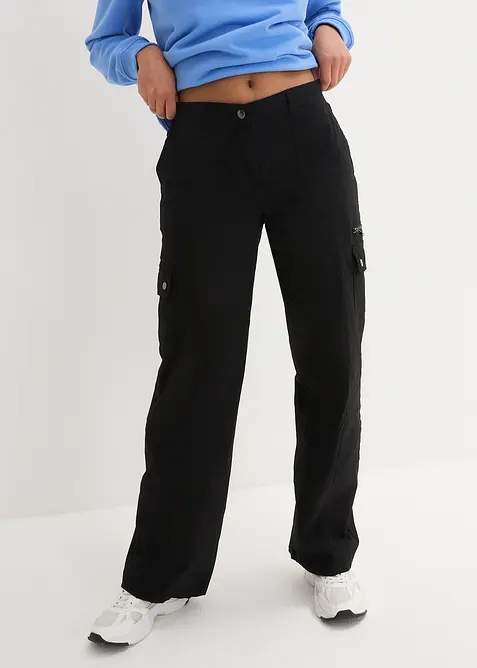 Cargojeans i bomull, Mid Waist, bonprix