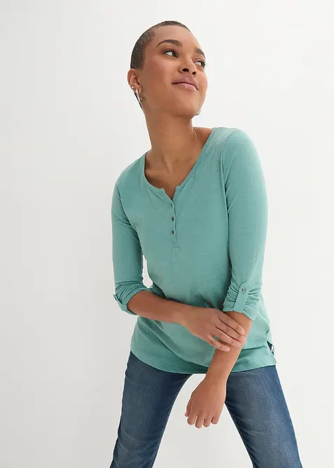 Topp i 100% &oslash;kologisk bomull med knappestolpe, bonprix